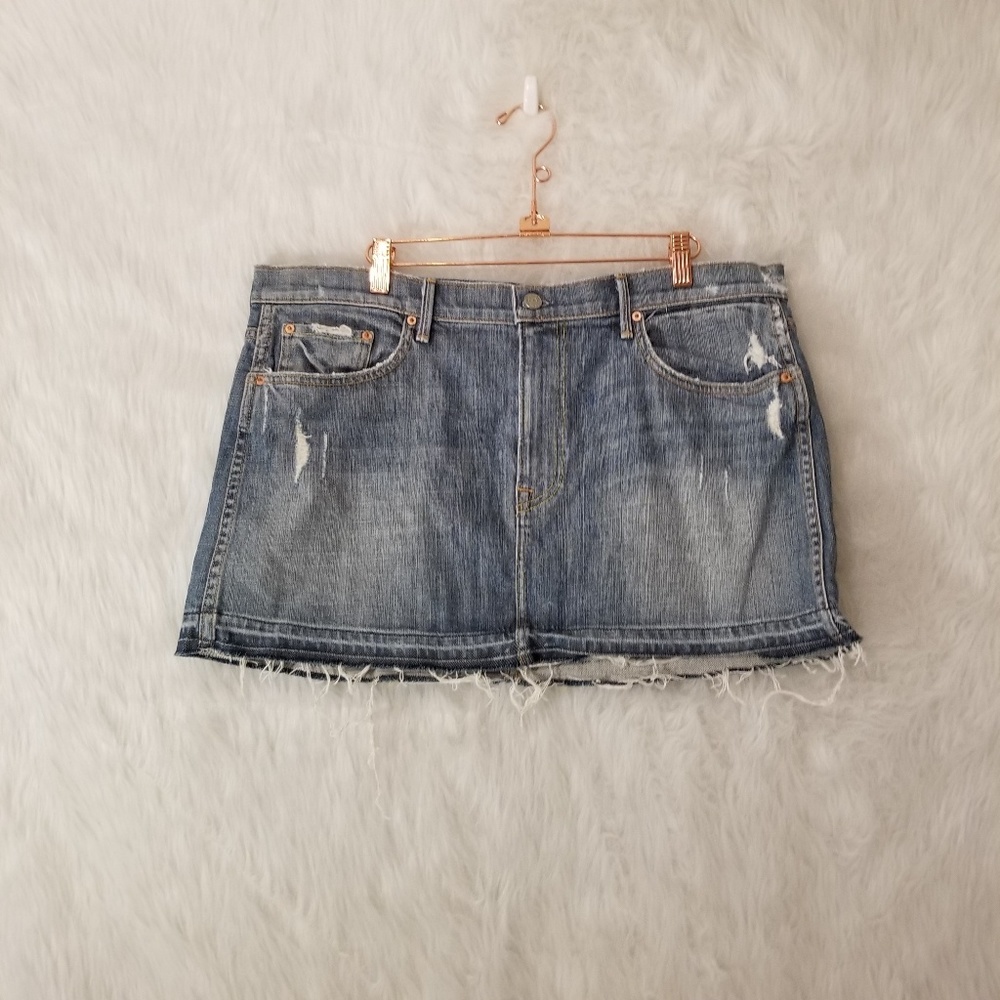 GRLFRND Claudia Distressed Mini Jean Skirt